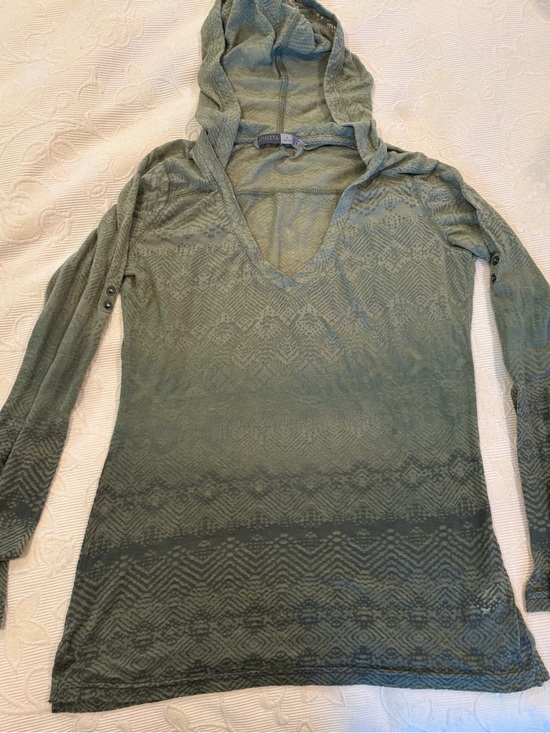 Athleta Tops - Athleta Sage Green Hooded V-Neck Tunic